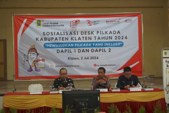 Pelaksanaan Sosialisasi Desk Pilkada Kabupaten Klaten Tahun 2024 Dapil 1 dan Dapil 2
