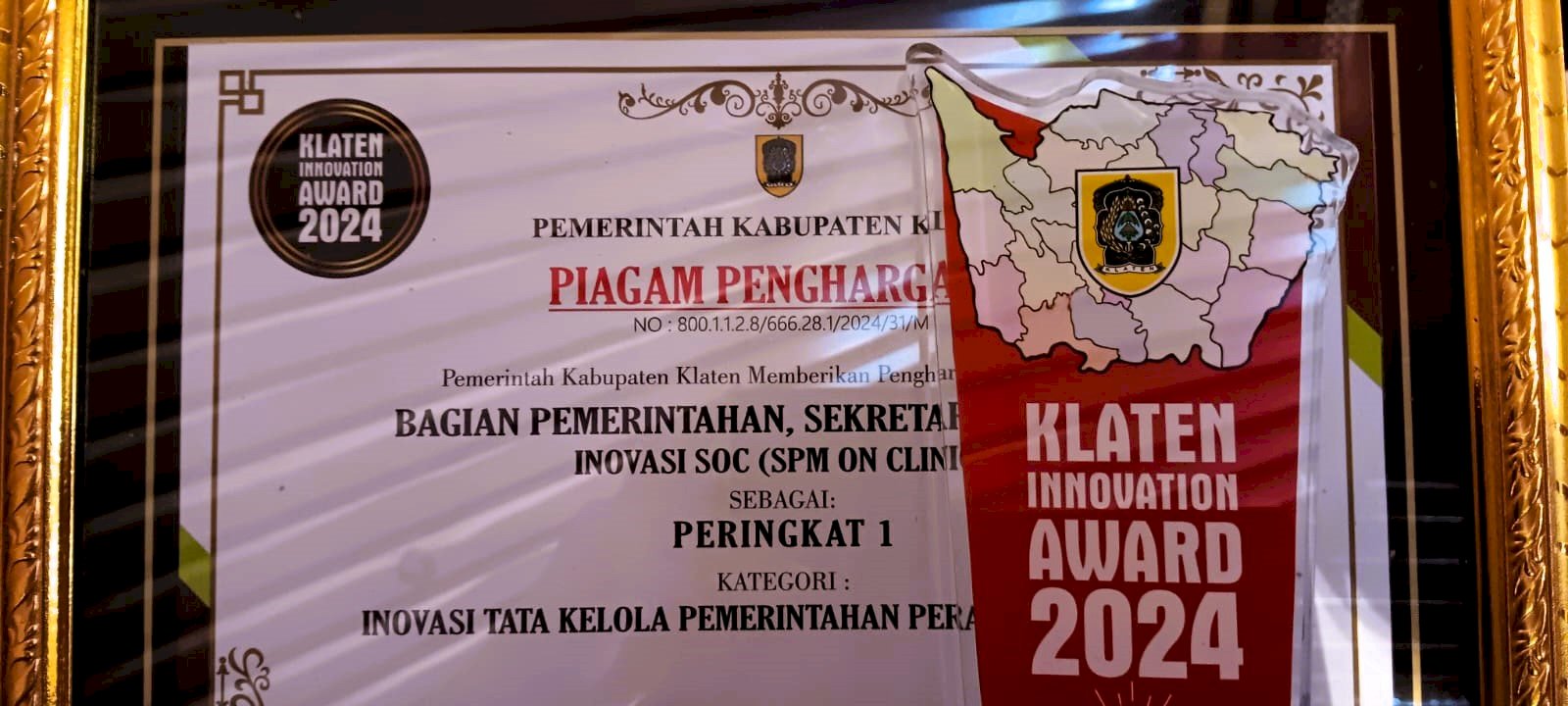 Bagian Pemerintahan Setda Klaten Peringkat I Klaten Innovation Award 2024