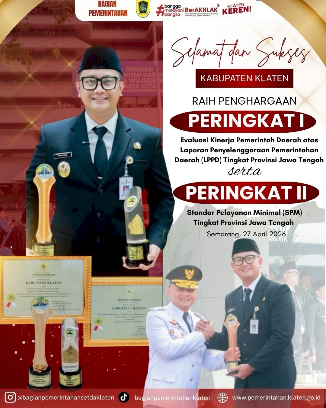 Kabupaten Klaten meraih Peringkat I